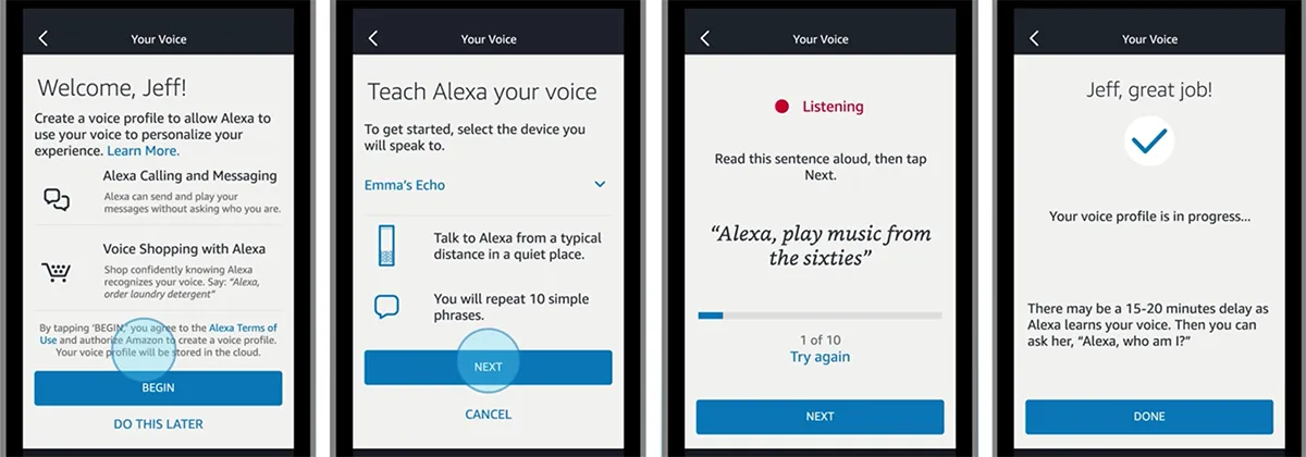 Setting up Amazon Alexa's Voice Profile