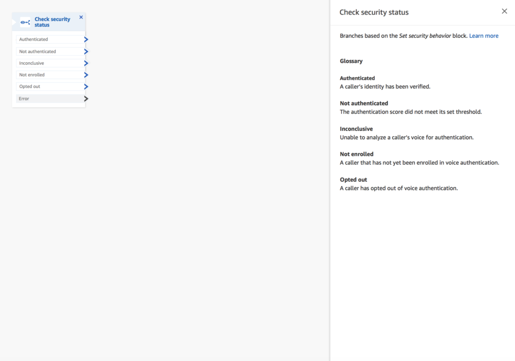 The authentication status block from Amazon Connect Voice ID